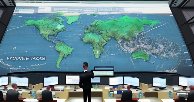 Stock market exchange floor bustling with traders