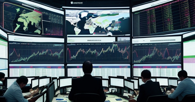 Trader analyzing charts on multiple screens