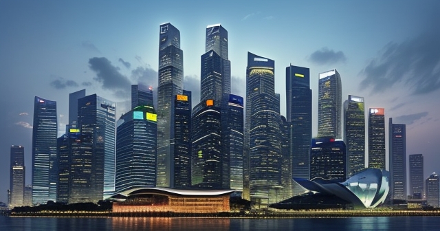 Singapore skyline with financial district
