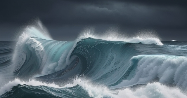 calm sea transforming into a storm