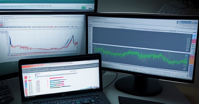trading graphs on computer screen