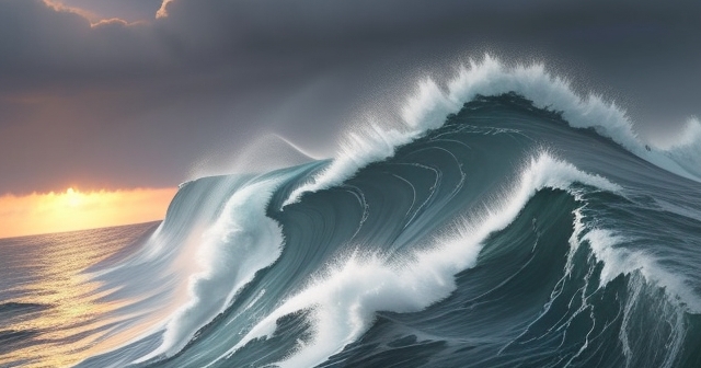 turbulent ocean waves crashing