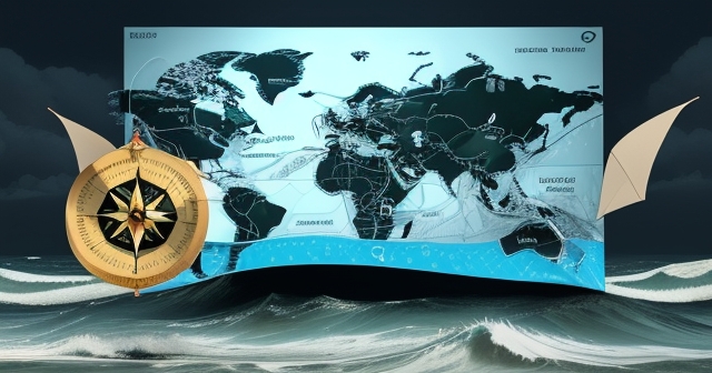 A tumultuous sea representing currency volatility
