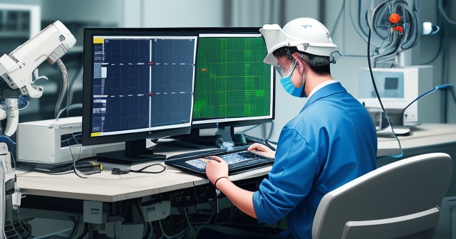 A technician operating machinery in a lab
