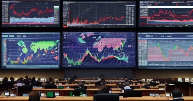 Financial traders analyzing data.