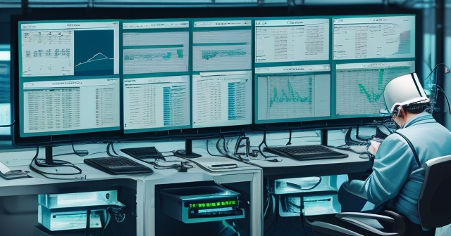 A technician in a healthcare setting using imaging technology