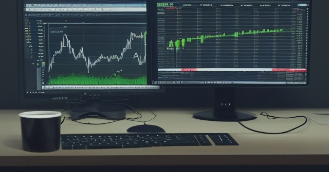 A trader analyzing graphs and charts in a modern office.