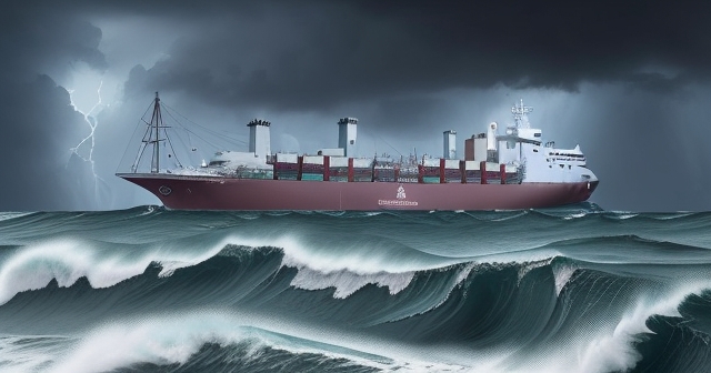 traders on a ship navigating waves