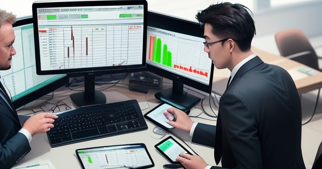 Animated depiction of a broker’s desk filled with trading tools