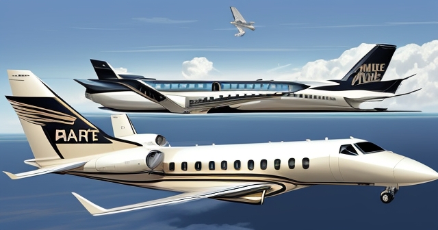 A vintage Falcon 20 jet soaring above the clouds