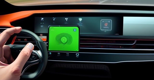 Tesla touchscreen interface with various icons