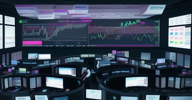 Two traders discussing in a busy trading floor