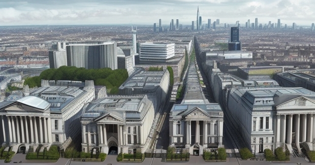 UK skyline with inflation graph
