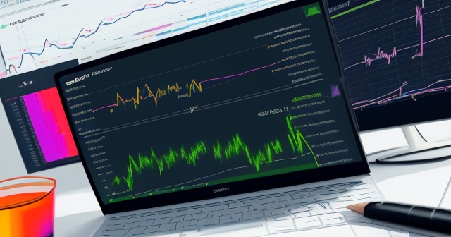 Stock market chart with colorful indicators