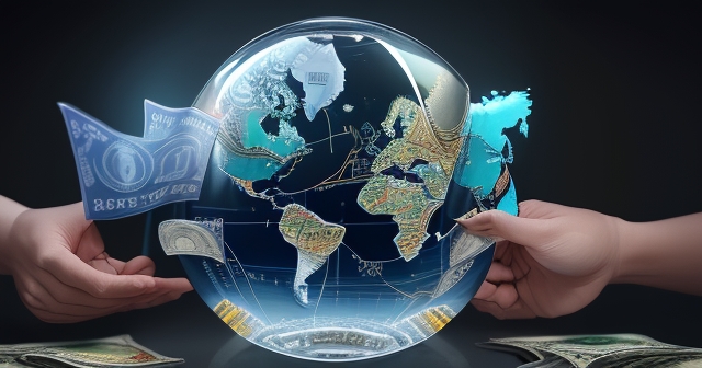 A weather map overlayed with currency symbols representing market fluctuations.