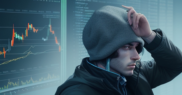 Concept of bearish divergence in cryptocurrency market.
