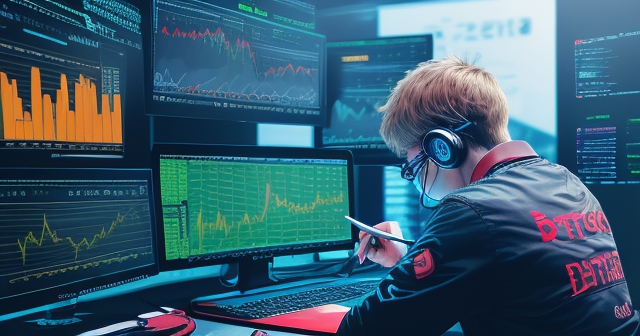 Trader analyzing Bitcoin price charts.
