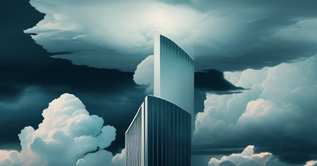 Symbolic storm clouds over Wall Street signaling market uncertainty.