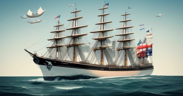 Diverse companies symbolized as vessels at sea