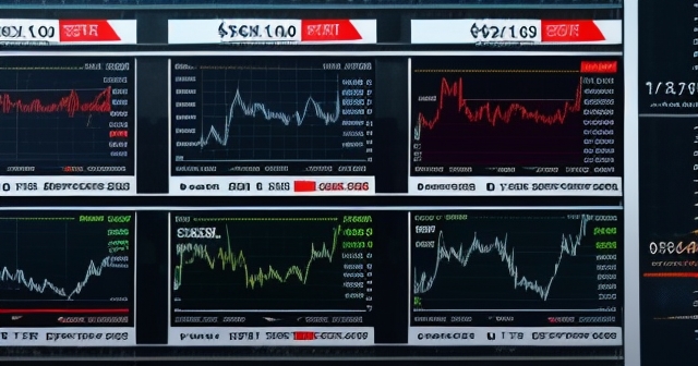 Market data flashing on a screen