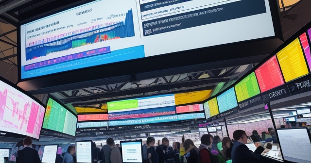 Bustling trading floor activity