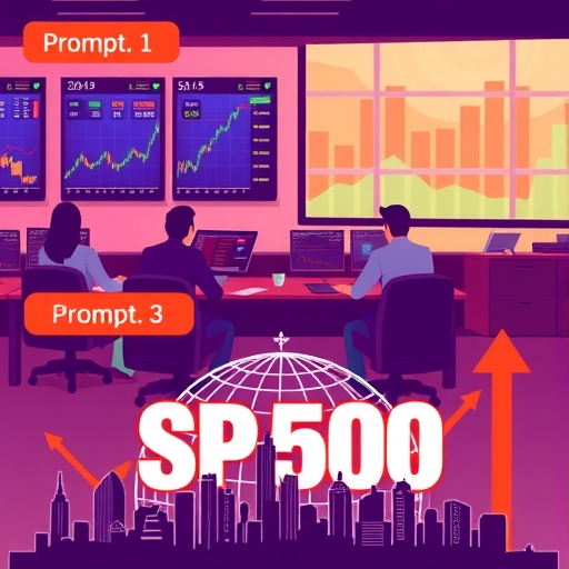 A vibrant stock market scene showing digital screens with rising graphs.