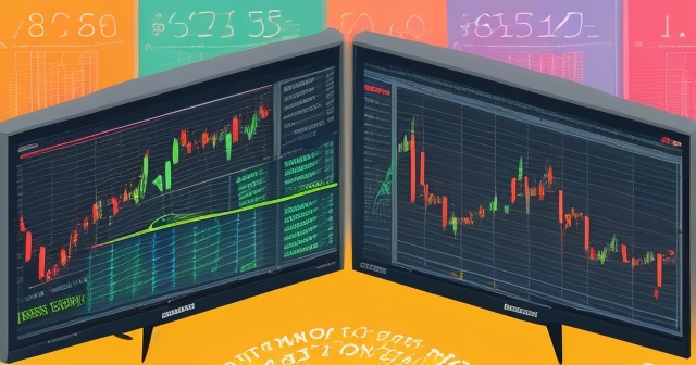 An artistic depiction of two traders exchanging ideas over a trading platform