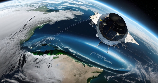 A satellite network orbiting Earth