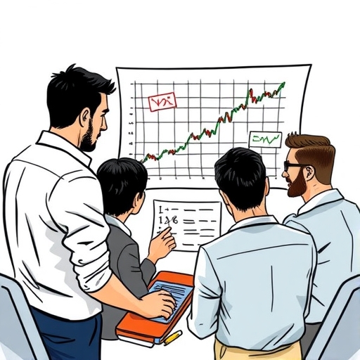 illustrated chart showing stock growth