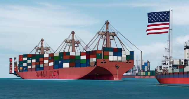 Cargo ships in open waters