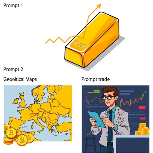Abstract gold bar representation with trend lines