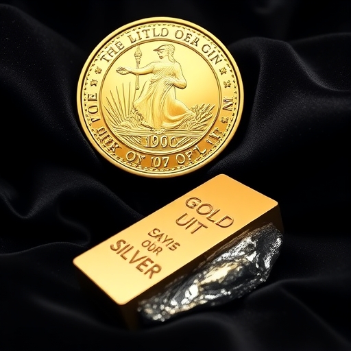 A shining gold coin with a reflective surface showcasing intricate details.