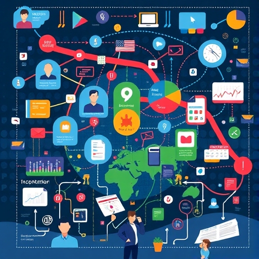 Illustration of a vibrant information ecosystem with interconnected data streams.
