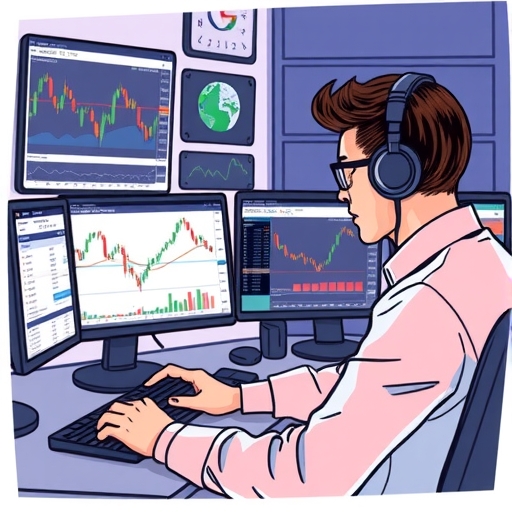 a disciplined trader analyzing stock charts in a digital workspace