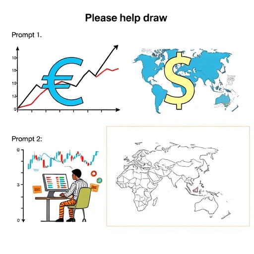 A trader analyzing charts with geopolitical maps in the background