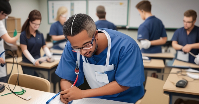 A healthcare professional drawing blood, emphasizing the phlebotomy skill