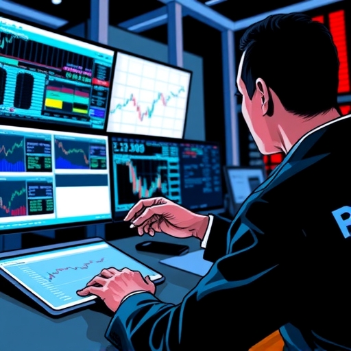 A dynamic marketplace showing fluctuating stock charts