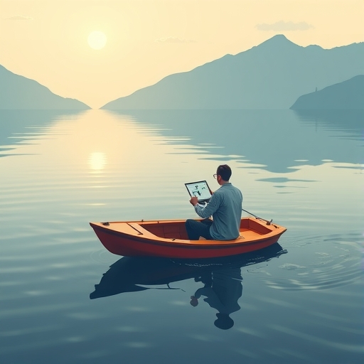 A calm lake representing a low volatility market.