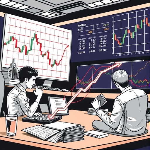 dynamic trading scene with graphs and charts
