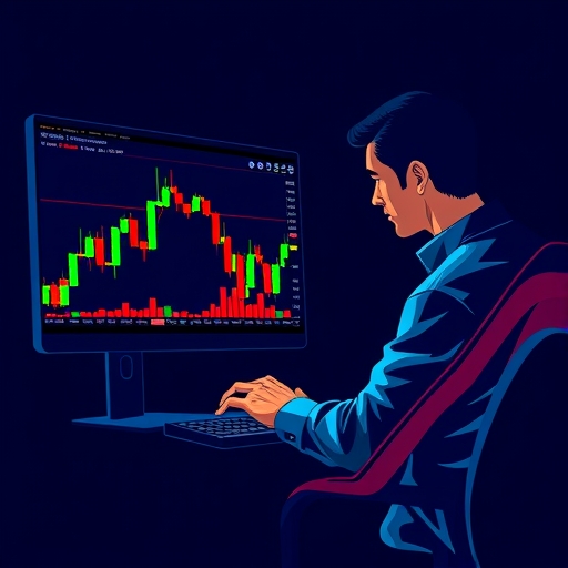 Trader analyzing market trends on screen