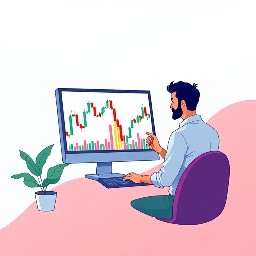 Colorful candlestick chart illustration
