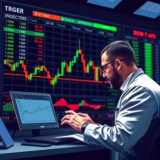 Trader analyzing market trends and signals