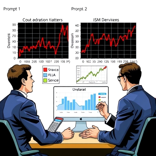 Business executives discussing market signals