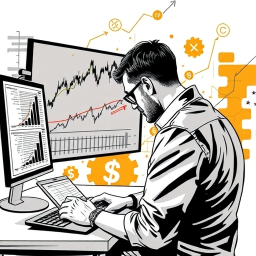 A trader analyzing stock market charts