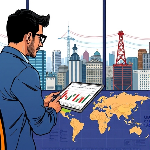 Symbolic representation of oil prices impacting currency exchange rates in a professional setting.