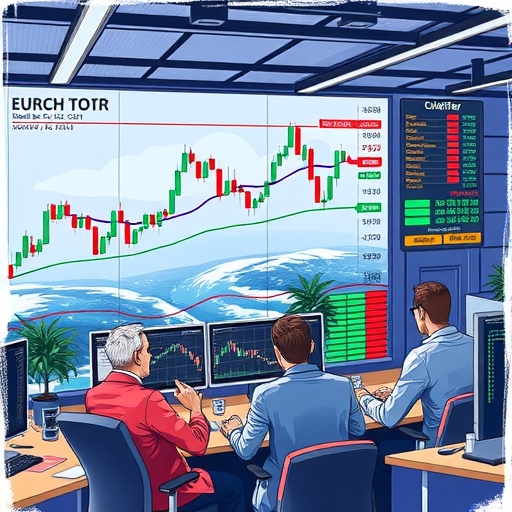 A detailed chart showing trends of EUR/CHF with swing trading indicators