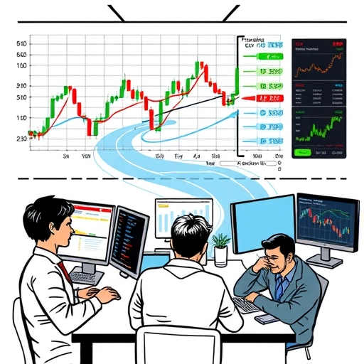 Visual representation of currency pair movements with a river metaphor