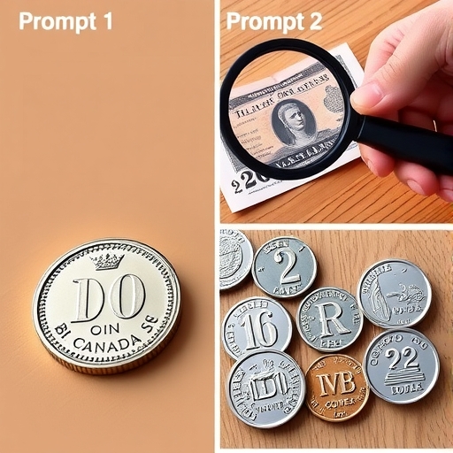 A bi-metallic Canadian Toonie coin on a wooden table.