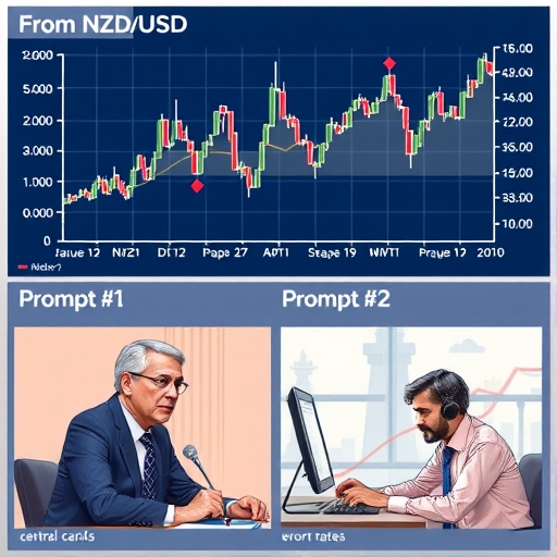 Chart showcasing NZD/USD fluctuations and economic indicators.