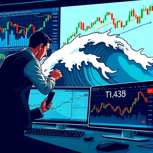 Close-up of trading screens displaying moving averages and MACD.